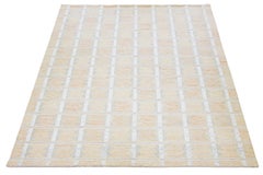 Modern Orange Swedish Style Wool Rug Handmade With Geometric Pattern