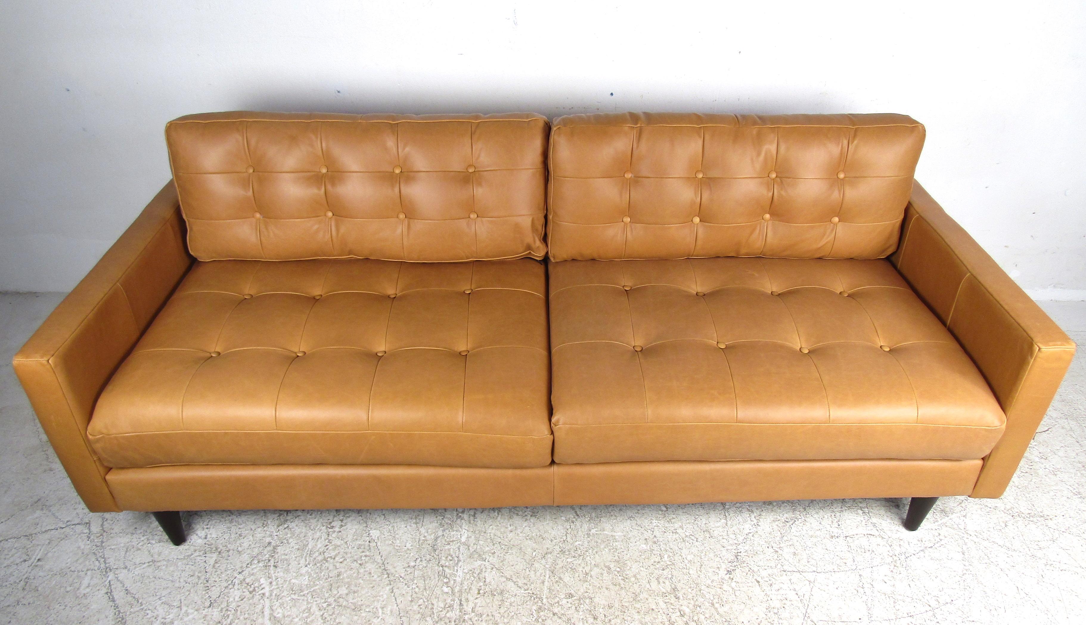 orange leather sofa