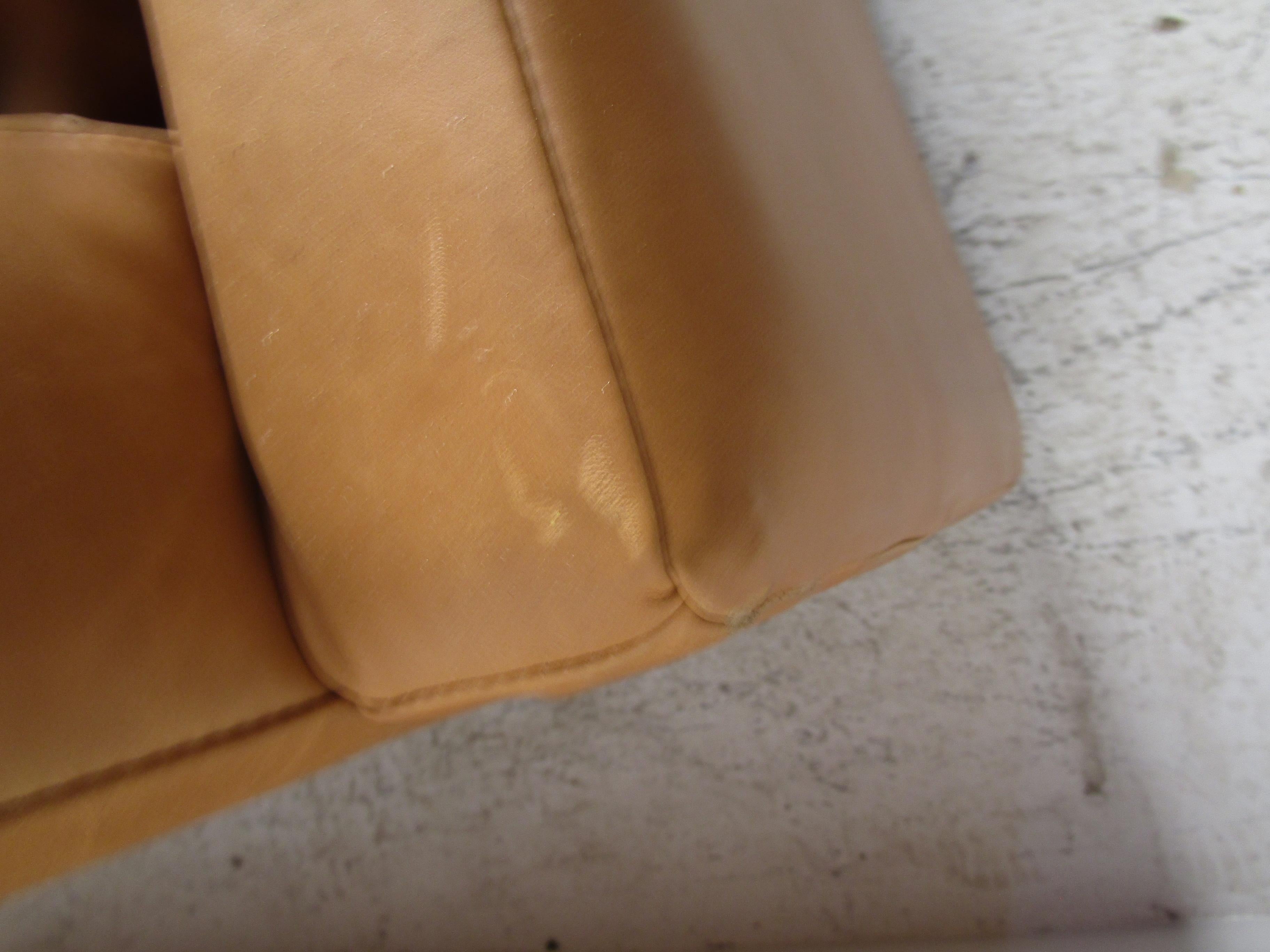 Mid-20th Century Modern Orange Tufted Leather Sofa