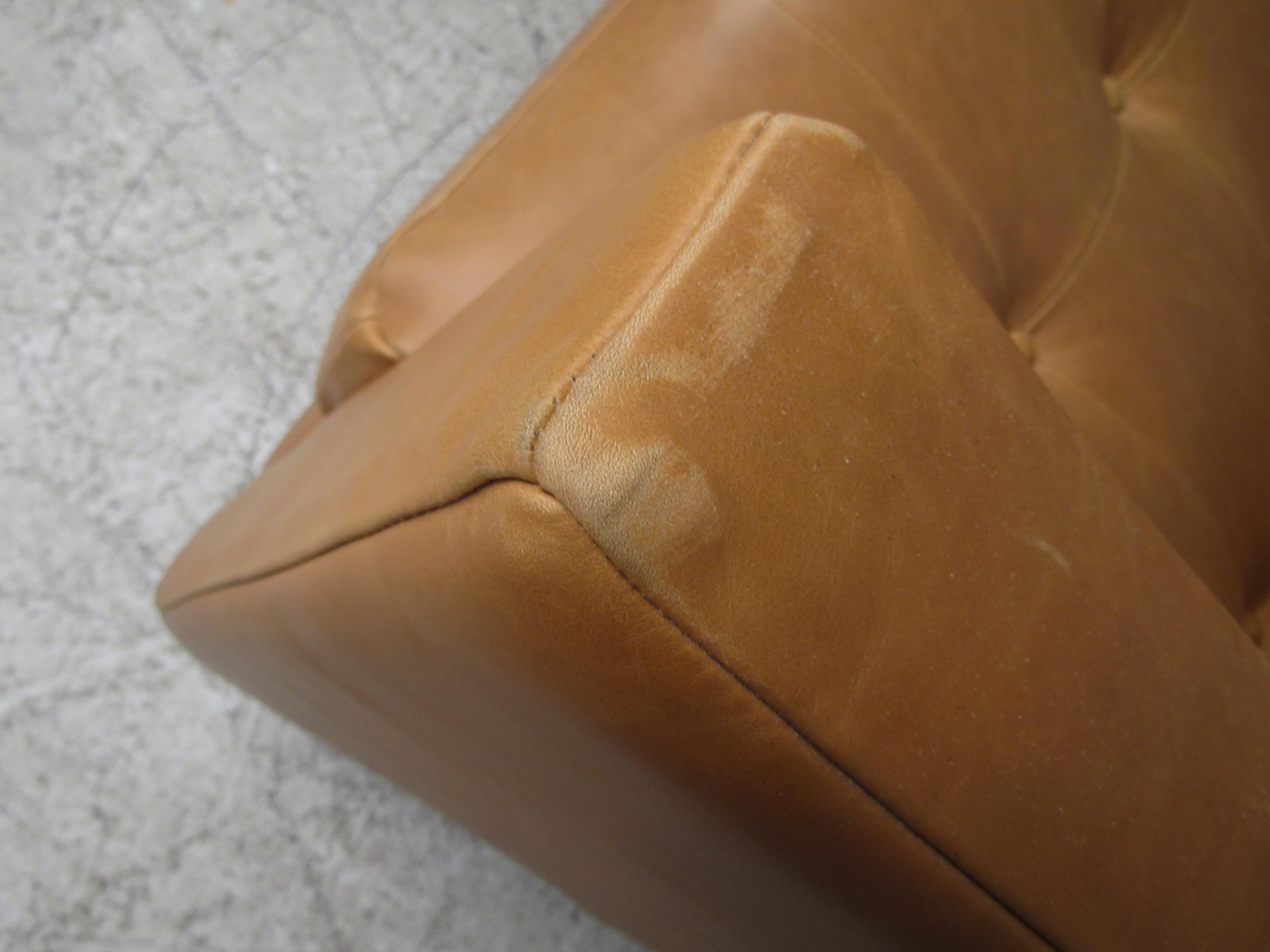 Modern Orange Tufted Leather Sofa 1