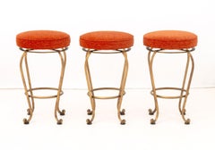 Moderne orange gepolsterte Drehhocker, 3