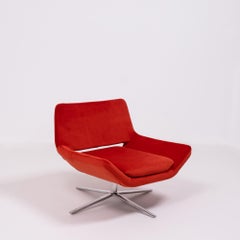 Modern Orange Velvet Swivel Armchair by Jeffrey Bernett for B&B Italia