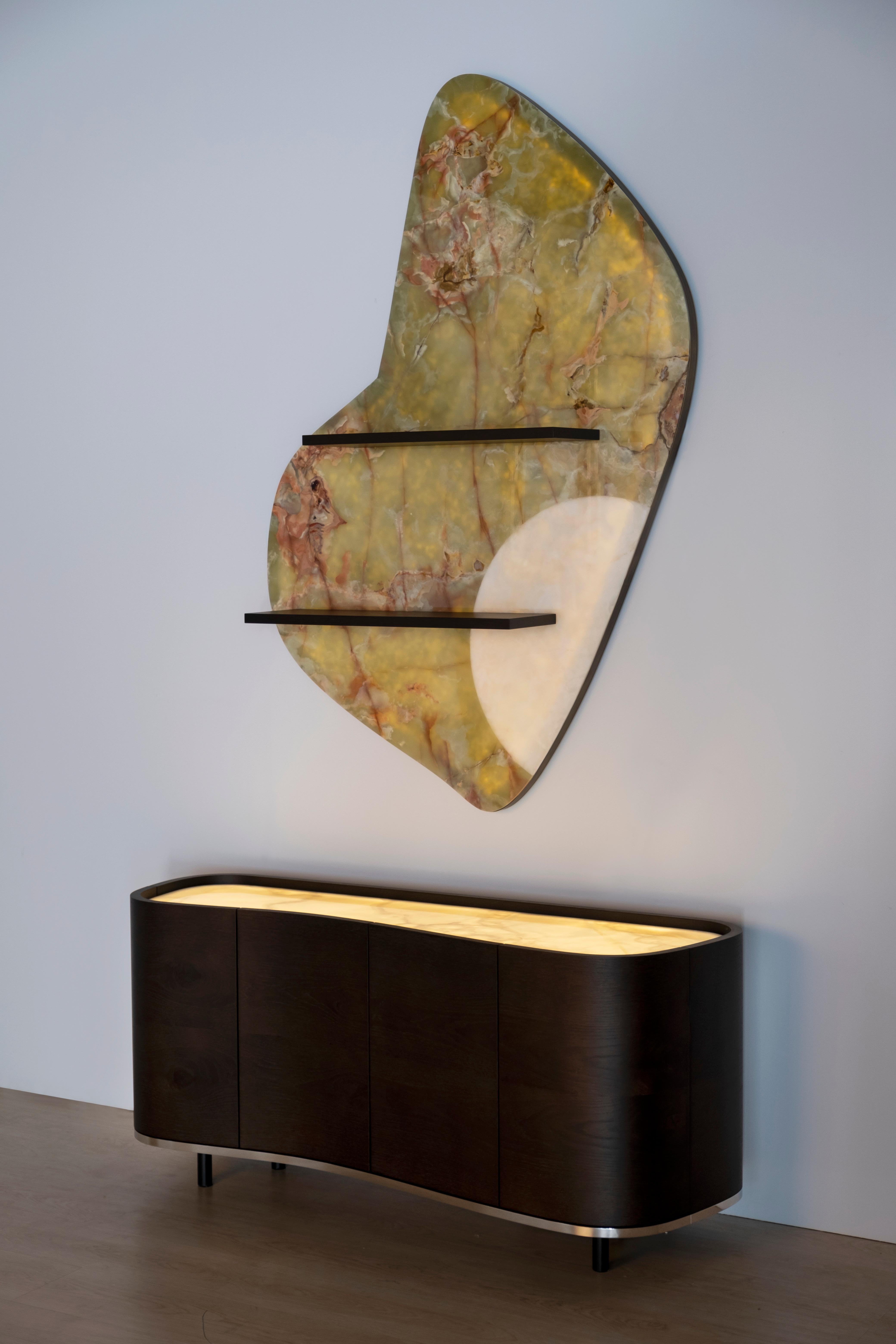 Modern Organ Sideboard White Onyx Oak Root Handmade in Portugal by Greenapple For Sale 1