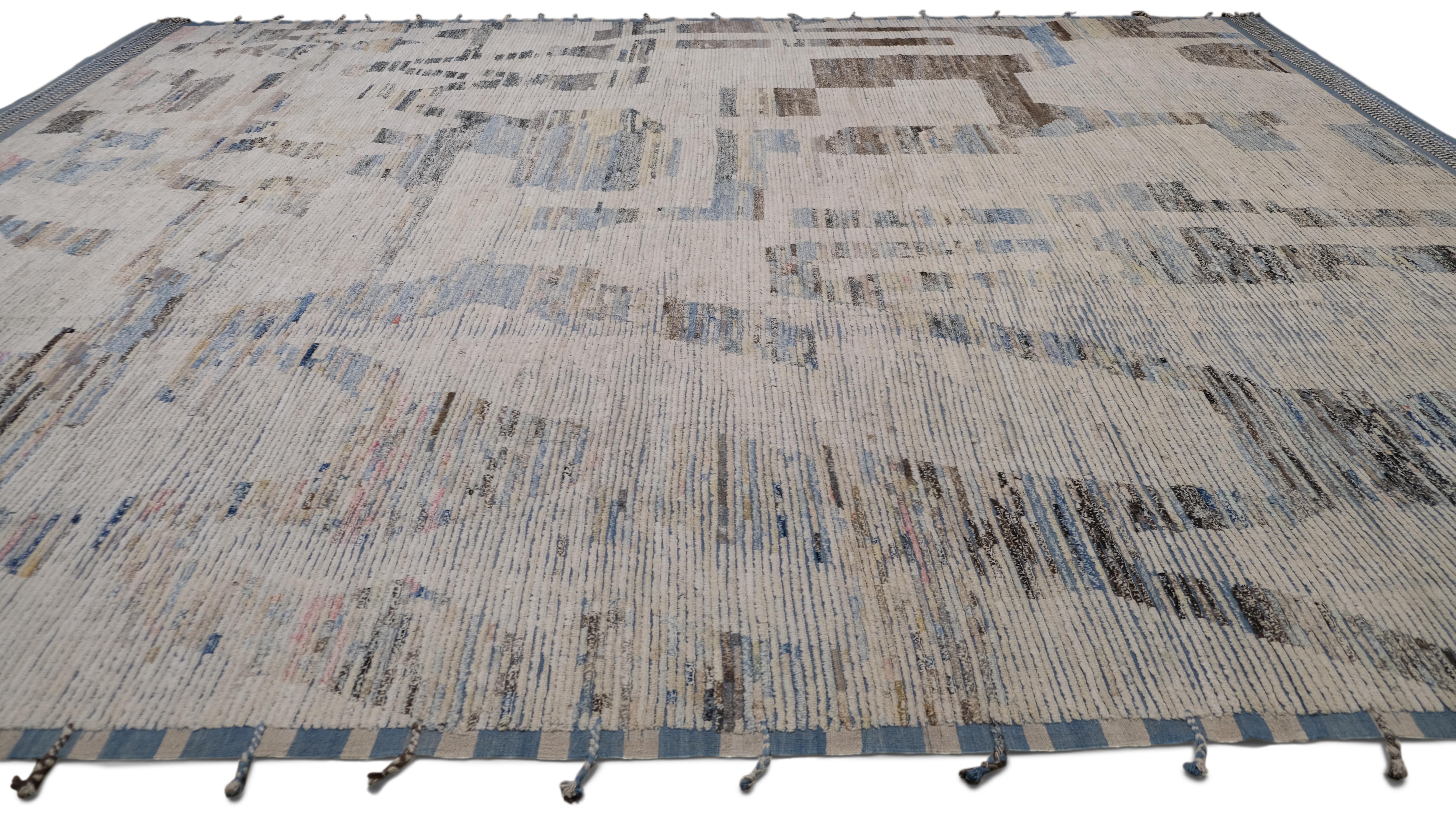 Moderne organische abstrakte übergroße handgeknüpfte Wolle 16'2''x20' in Übergröße (Afghanisch) im Angebot
