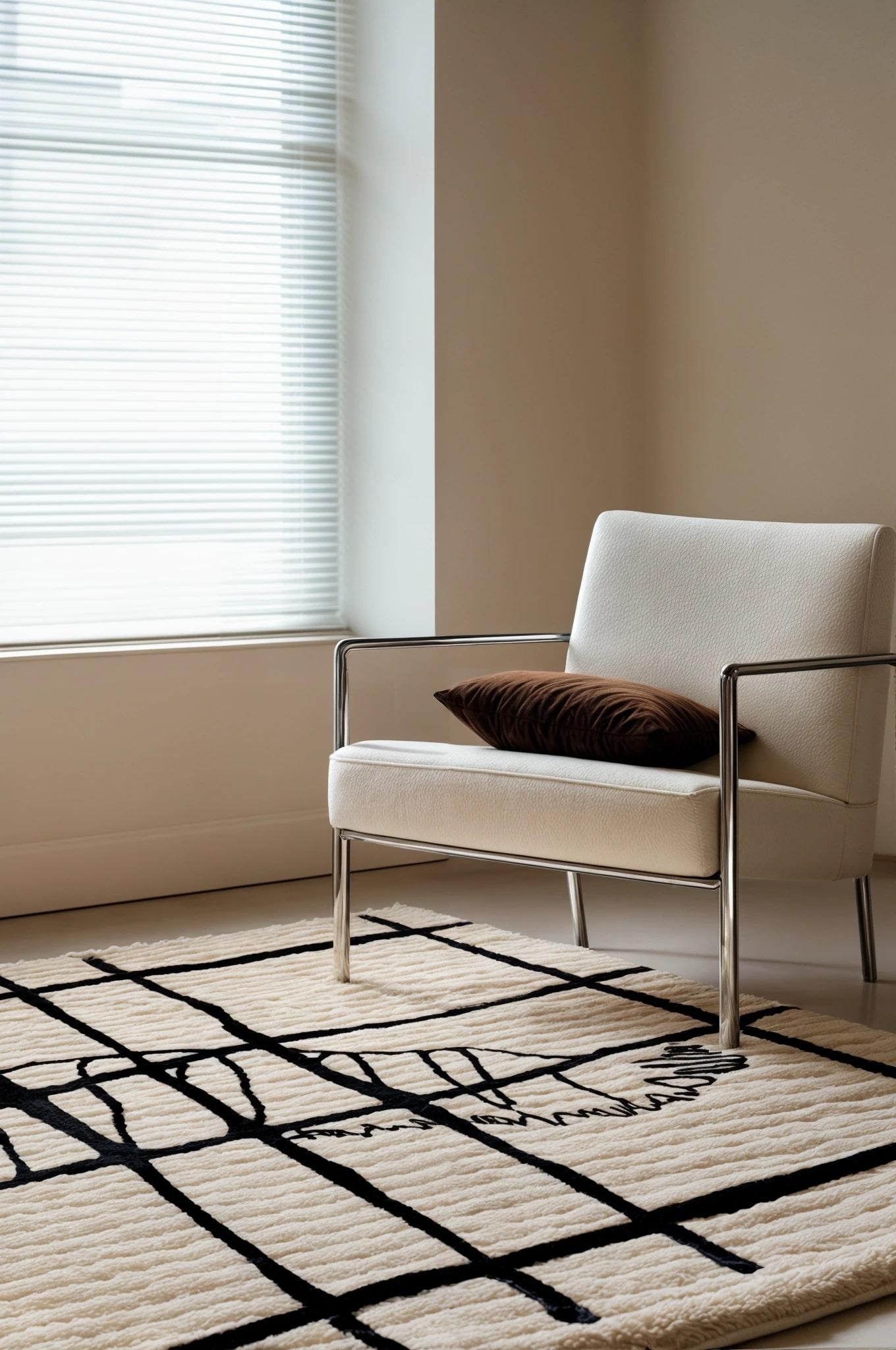 Modern Organic Beige & Black Wool Rug Rectangular Amorphous Animal Print In New Condition For Sale In Porto, PT