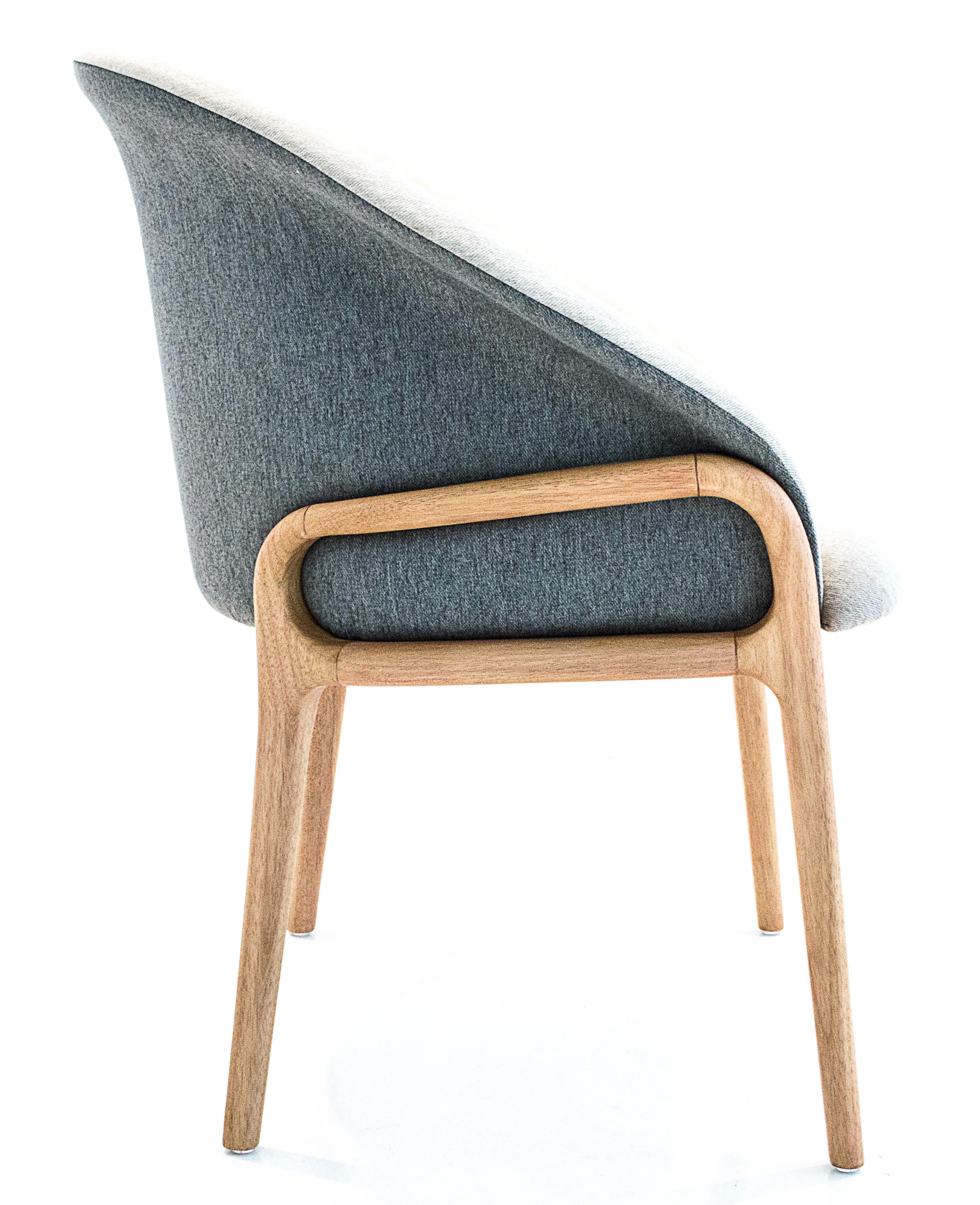 Moderner organischer Stuhl aus Massivholz, gepolstert, flexibles Sitzmöbel im Angebot 4