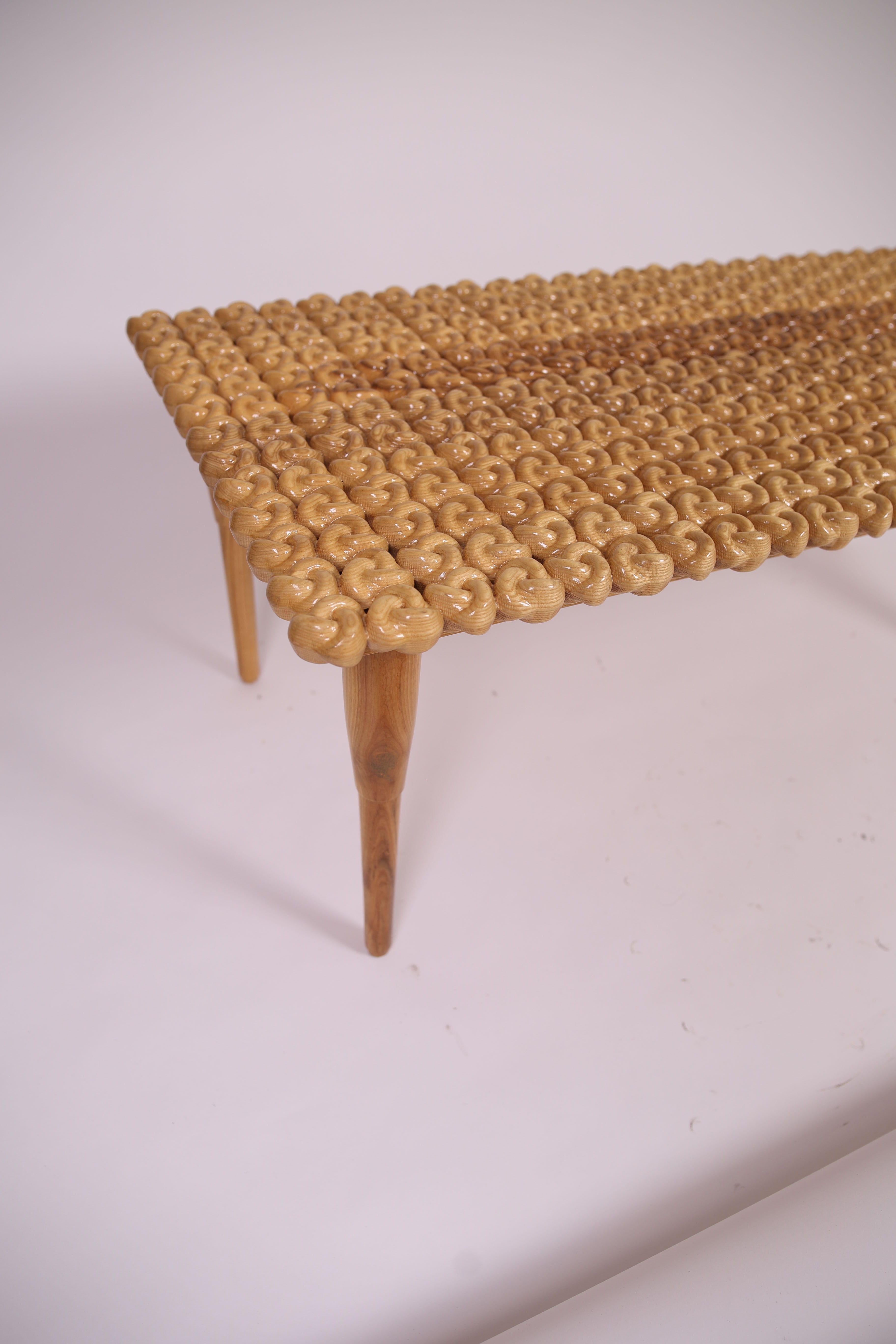 Asiatique Table basse en bois dur massif de 3