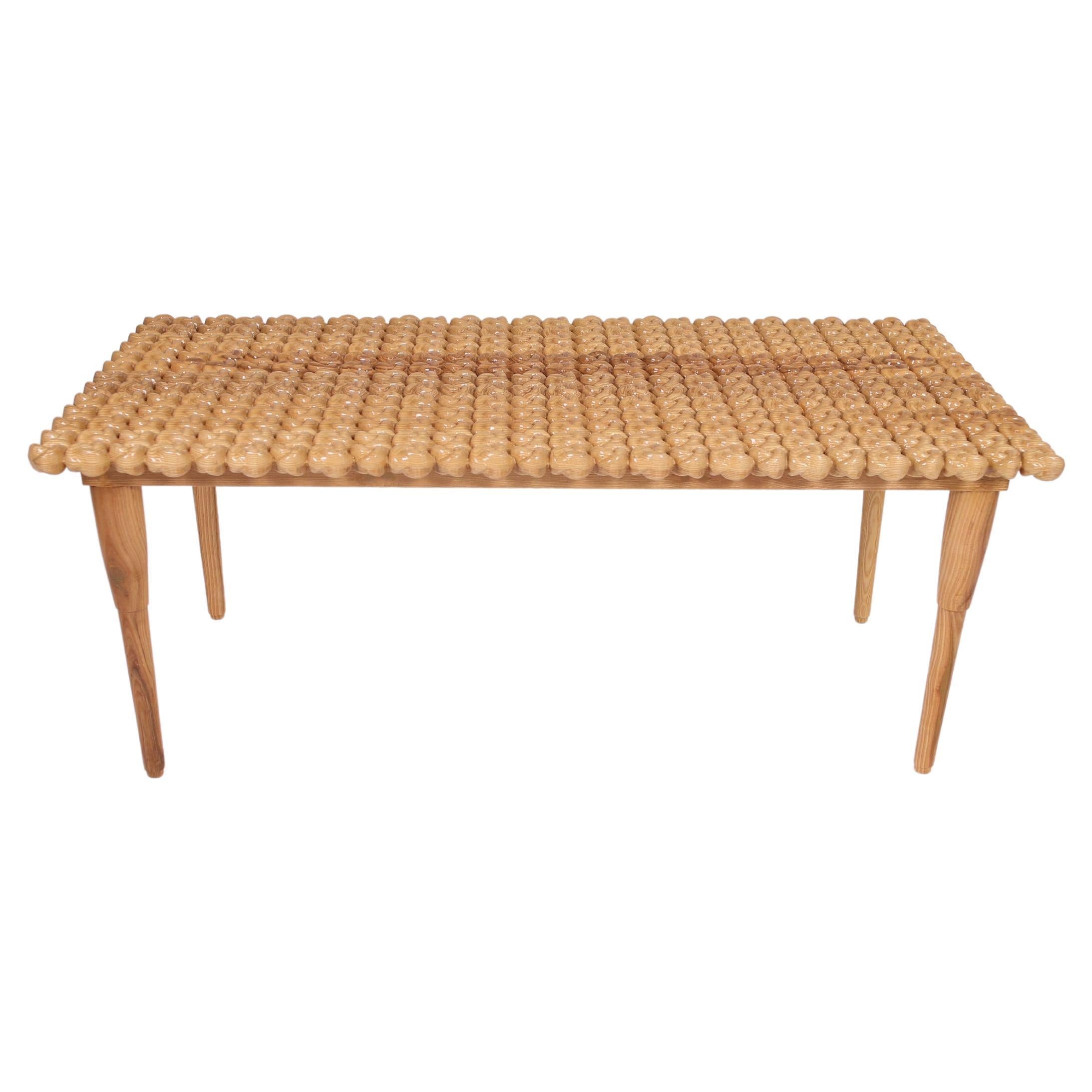 3" Thick Solid Hardwood Coffee Table - Hand Finished - Sculptural Knot Design