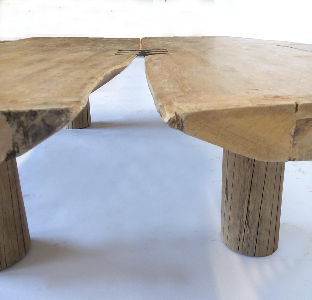 Modern Organic Coffee Table with Metal Inlay by Dos Gallos Studio 4