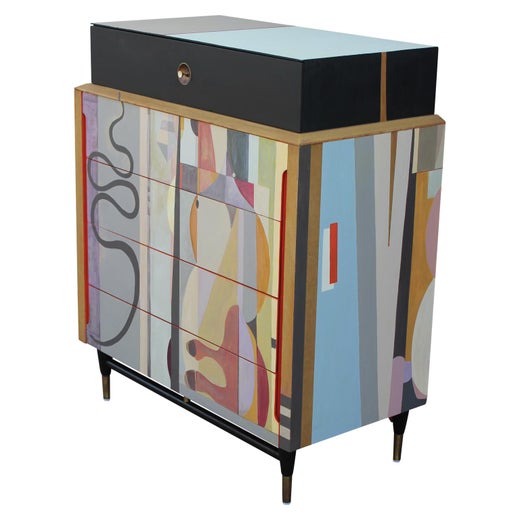 Modern Organic Colorful Custom Painted Abstract Chest At 1stdibs