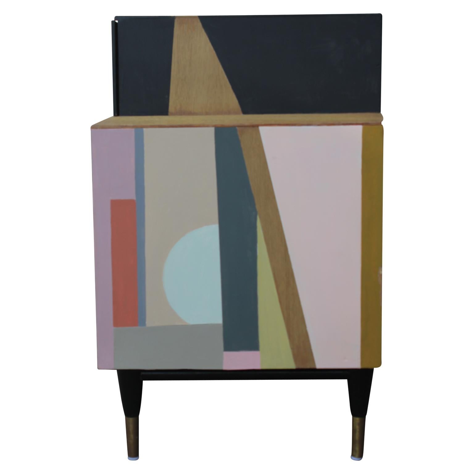Modern Organic Colorful Custom Painted Abstract Six-Drawer Dresser In Good Condition In Houston, TX