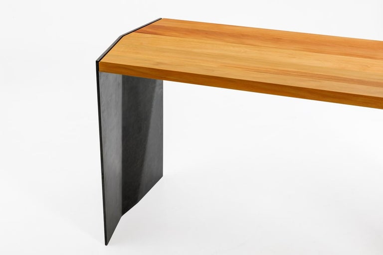 Organic Modern Modern Organic Desk Made from Sustainable Ancient Wood & Blackened Steel For Sale