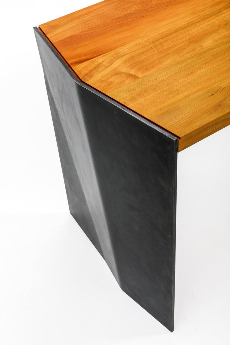 New Zealand Modern Organic Desk Made from Sustainable Ancient Wood & Blackened Steel For Sale