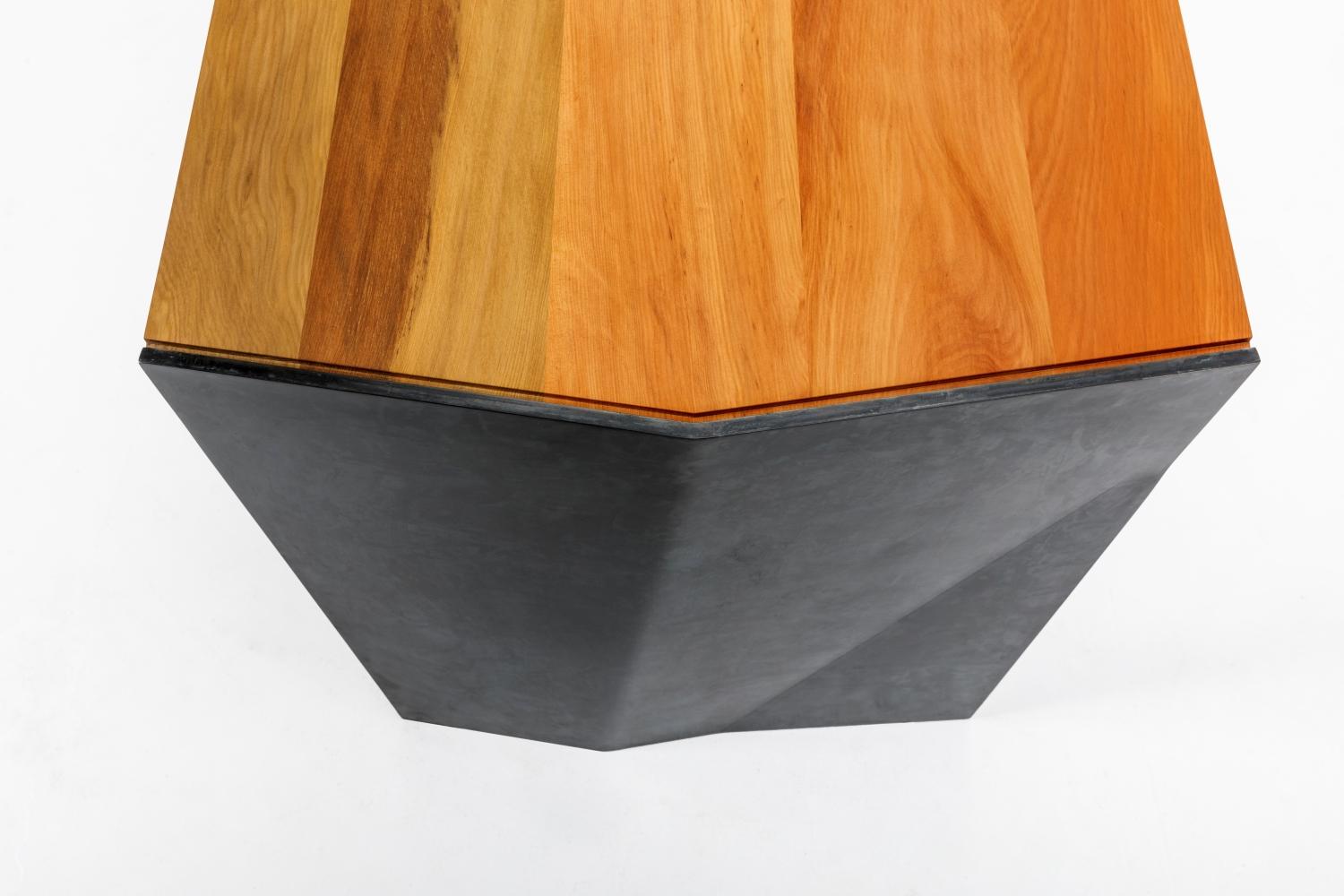 Organic Modern Modern Organic Desk Made from Sustainable Ancient Wood & Blackened Steel For Sale