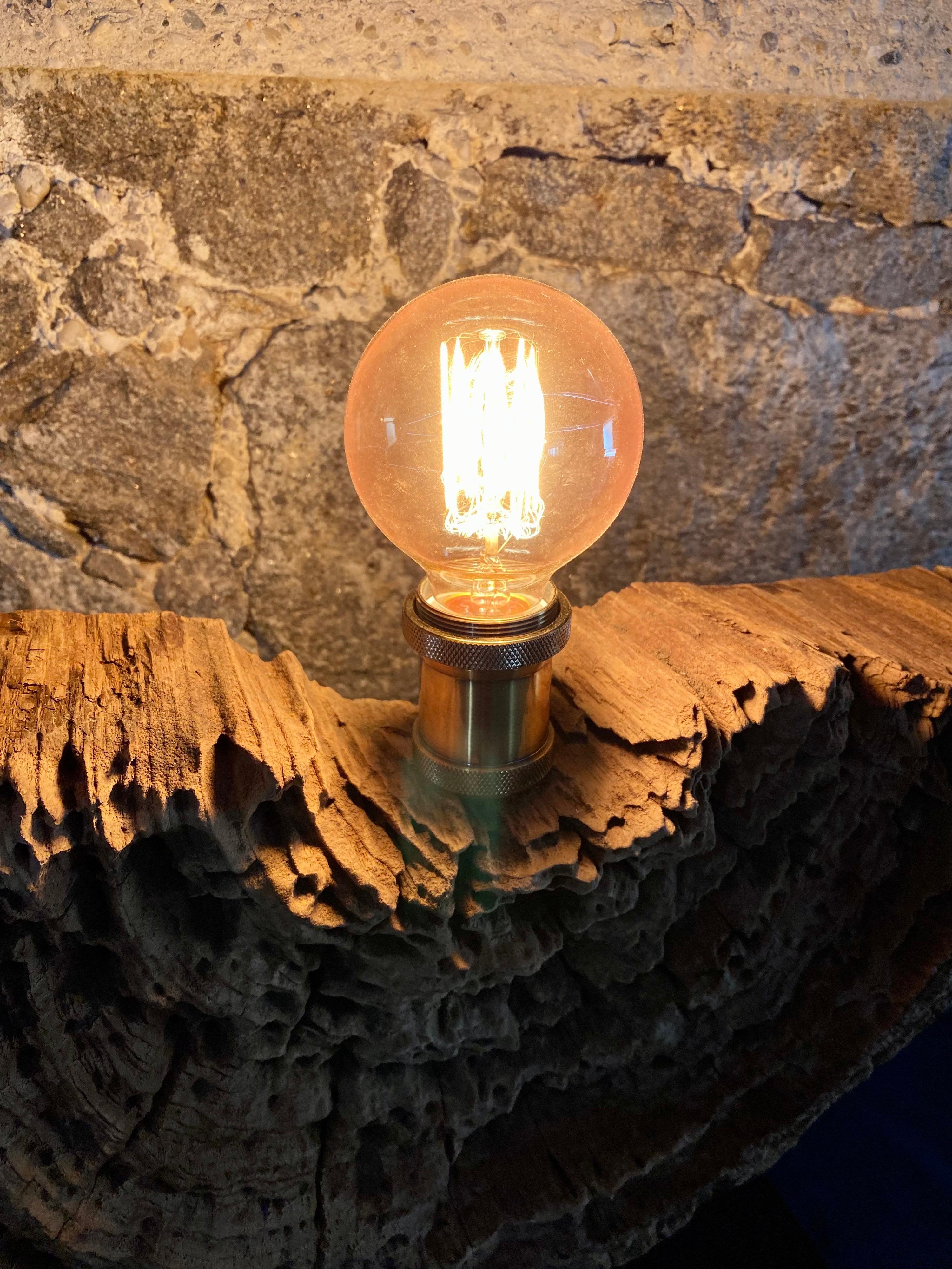 Modern Organic Driftwood Table Lamp with LED Lightbulb Ball, 2021 For Sale 4