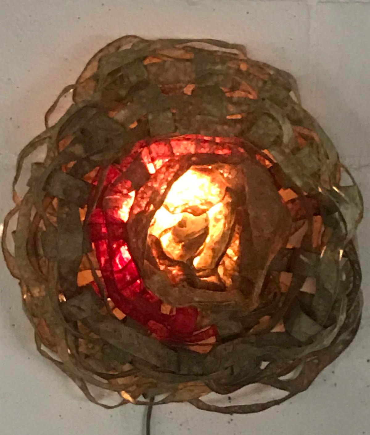 Modern Organic Handwoven Paper Wall Light In New Condition In Los Angeles, CA