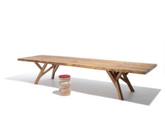 Modern Organic Live Edge Slab Canopy Table Made from Sustainable Ancient Wood