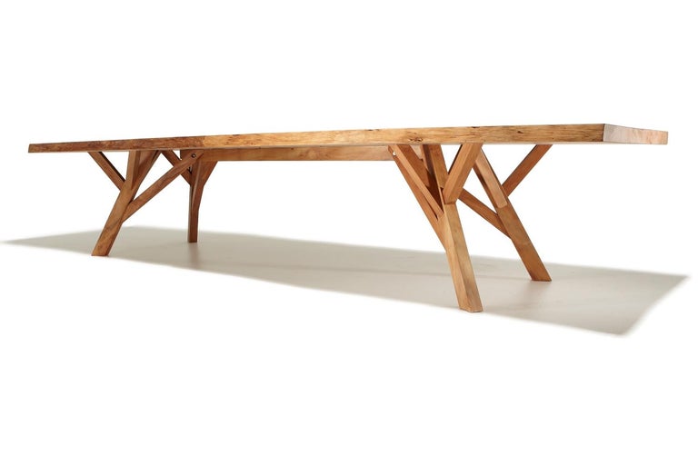 Organic Modern Modern Organic Live Edge Slab Canopy Table Made from Sustainable Ancient Wood For Sale
