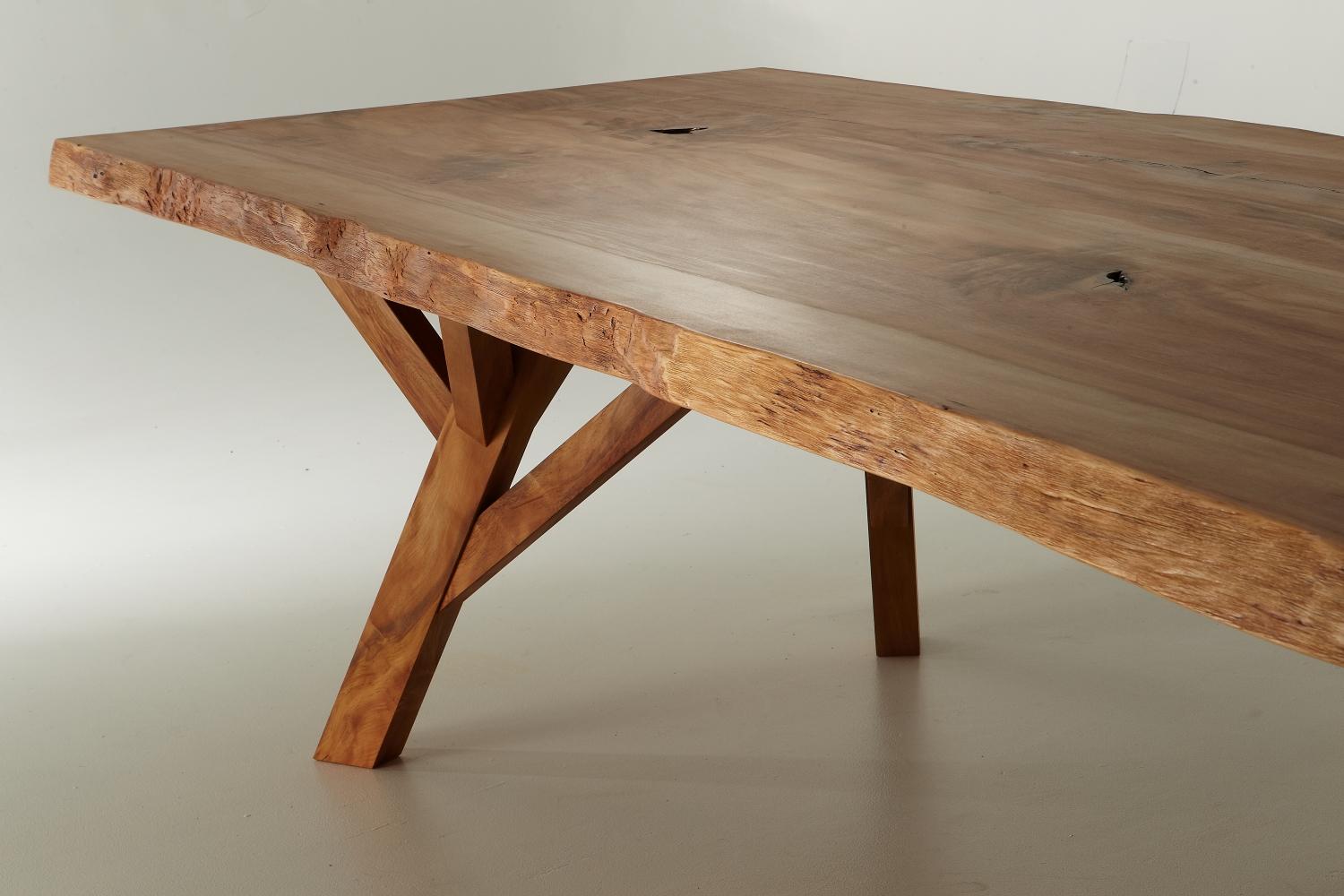 New Zealand Modern Organic Live Edge Slab Canopy Table Made from Sustainable Ancient Wood For Sale