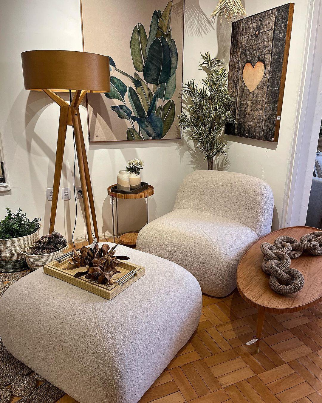 Woven Modern Organic Lounge Chair / Slipper Chair in Boucle Fabric