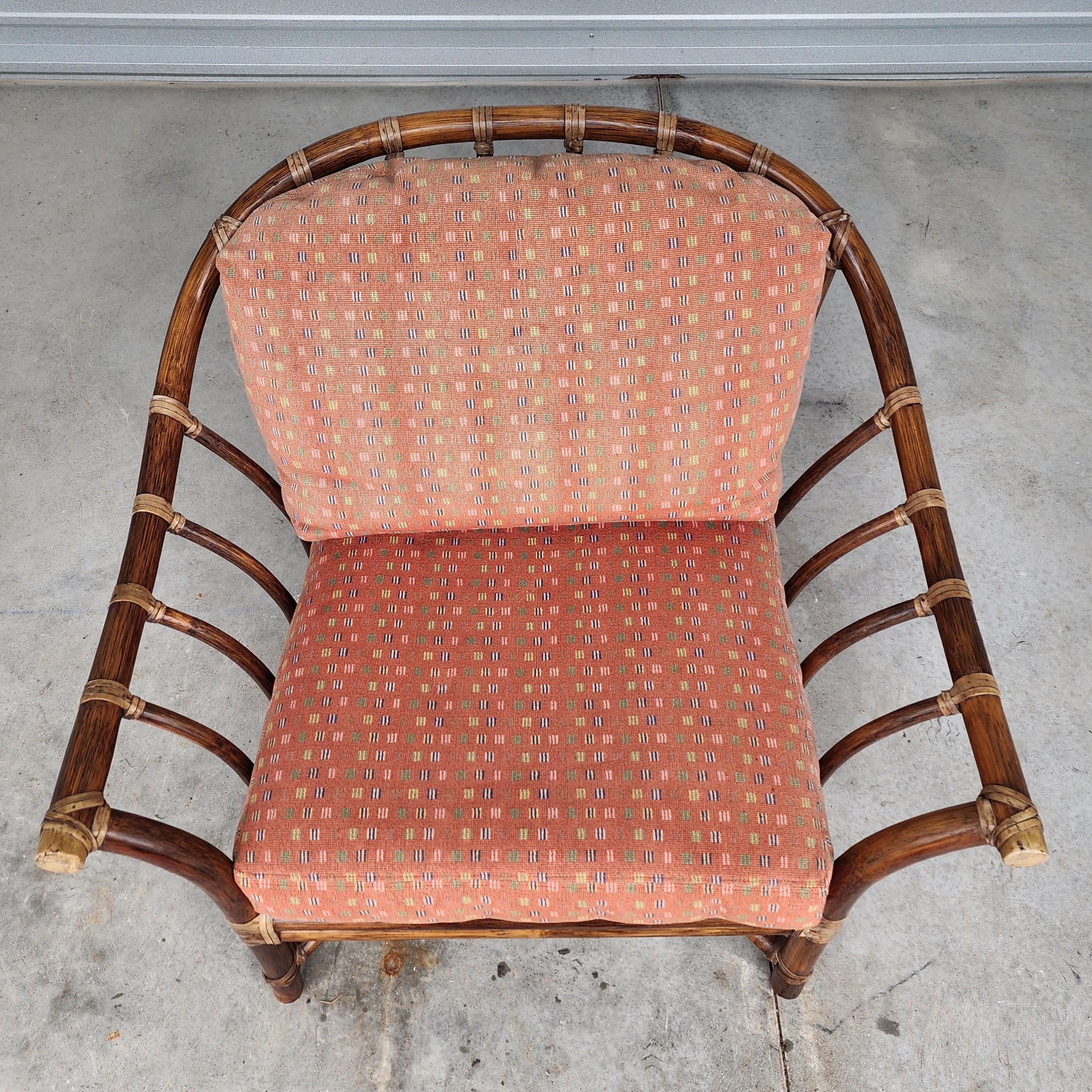 American Modern Organic McGuire Rattan Lounge Chair For Sale