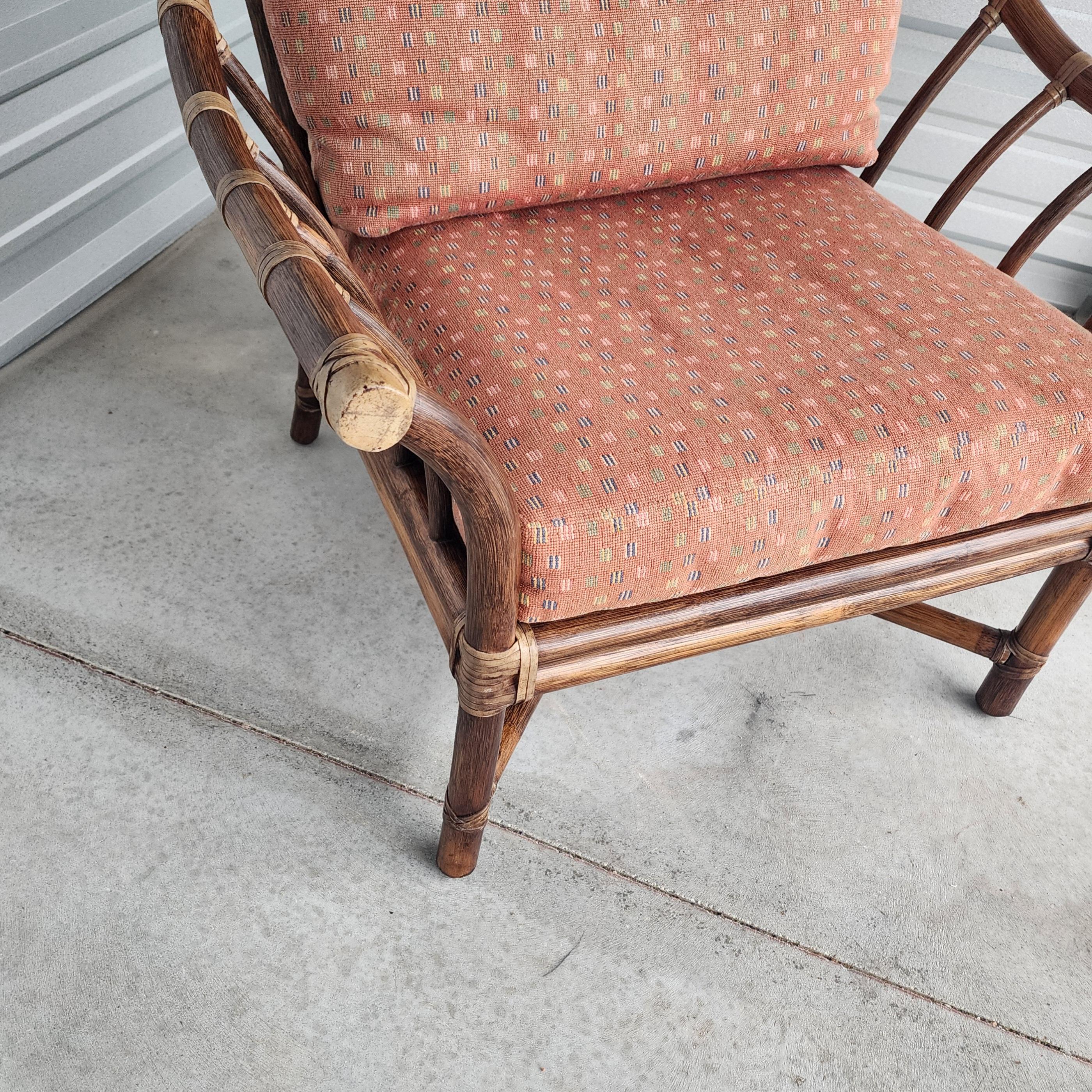 Modern Organic McGuire Rattan Lounge Chair In Good Condition For Sale In Bay City, MI
