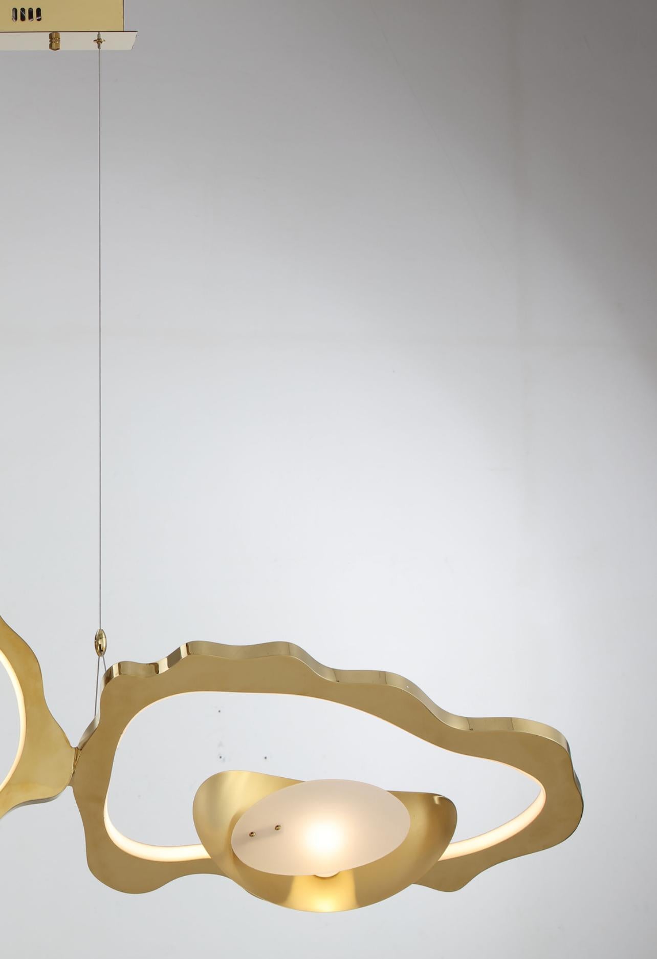 Organico moderno Lampadario moderno ad anelli organici in metallo con LED integrato a luce naturale diffusa in vendita