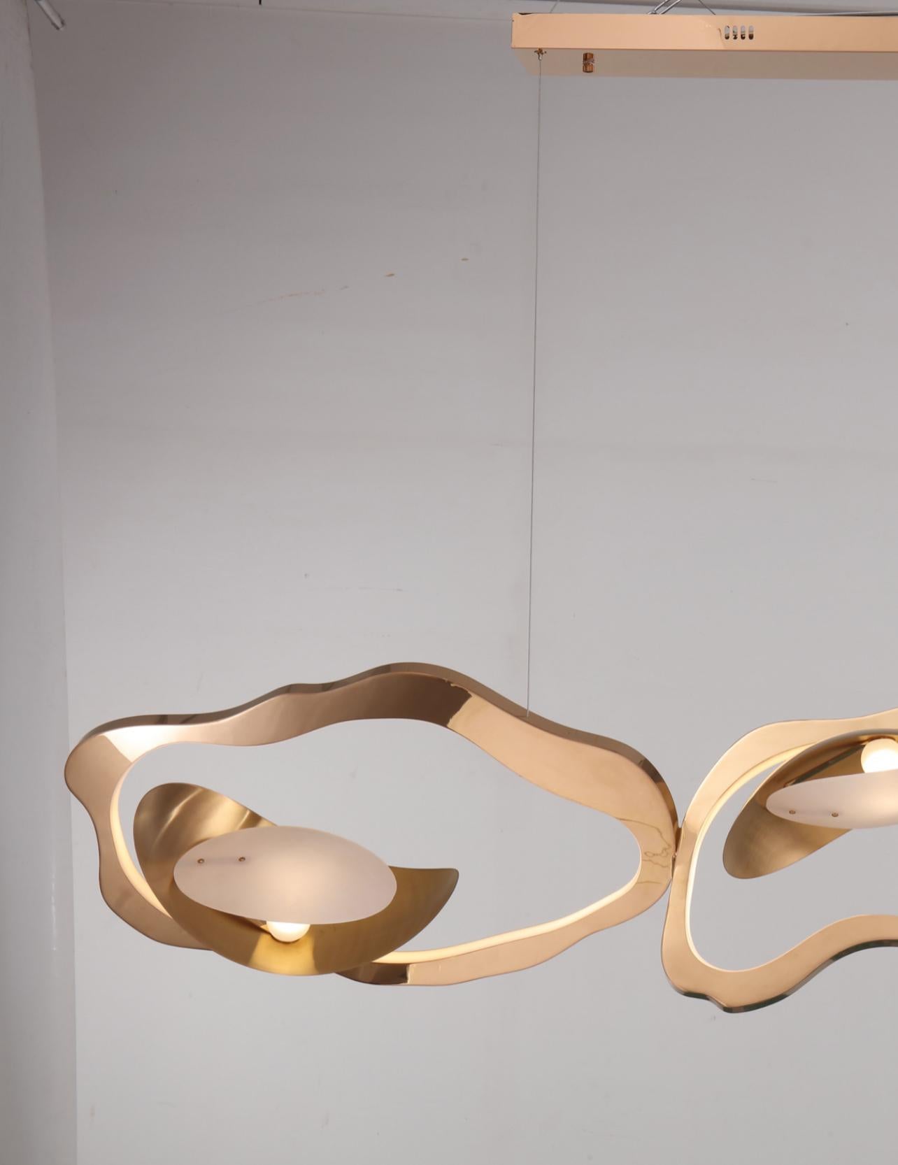 Portoghese Lampadario moderno ad anelli organici in metallo con LED integrato a luce naturale diffusa in vendita