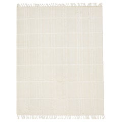Tapis moderne en laine organique de style marocain avec motif géométrique beige/crème