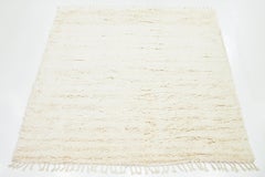 Modern Organic Moroccan Style Wool Rug With Solid Ivory Color