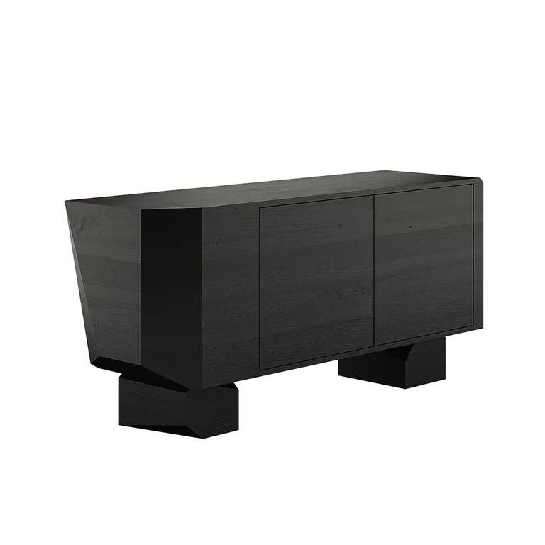Modern Organic Natural Oak Wood Makato Black Sideboard For Sale at 1stDibs