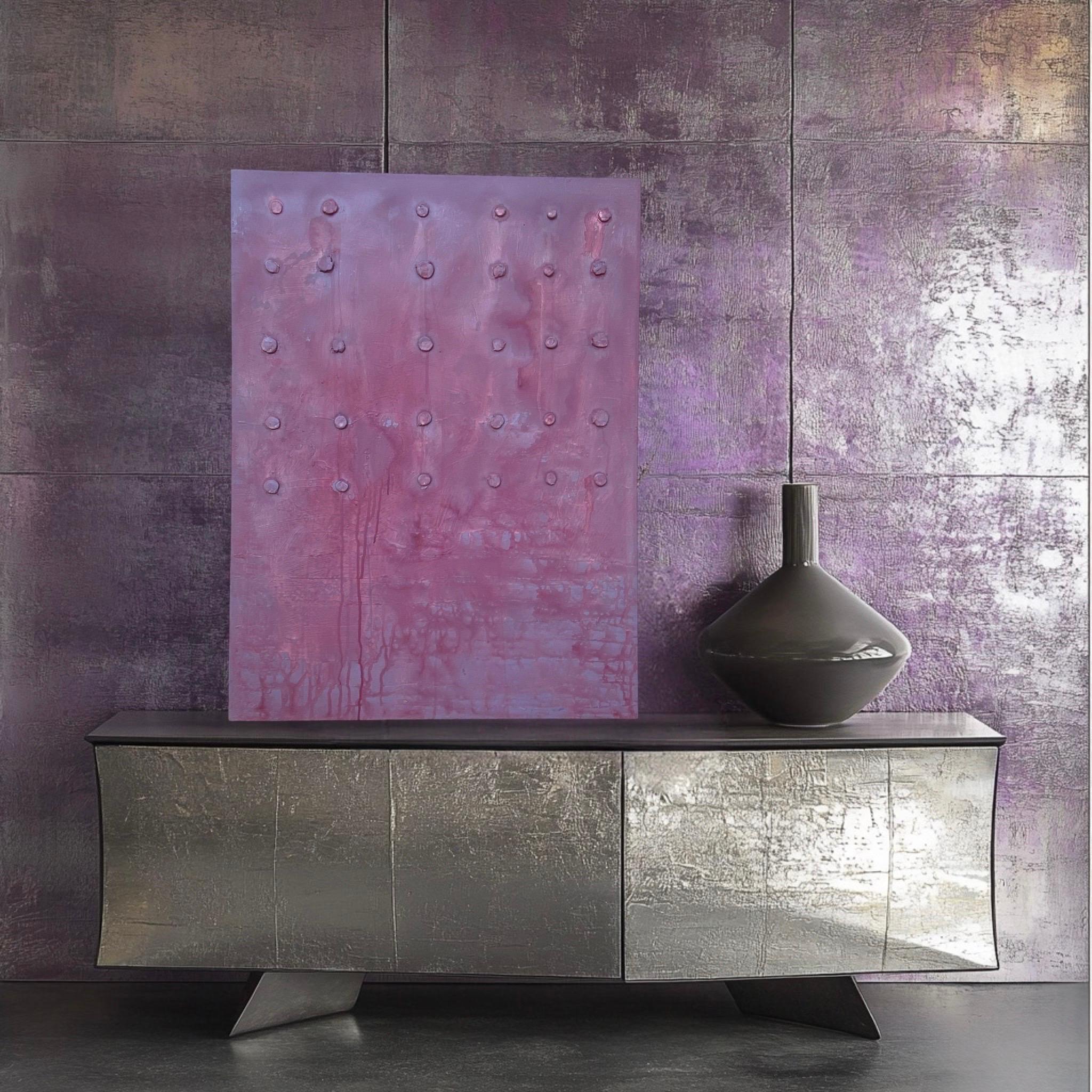 Moderno organico originale a tecnica mista  Pittura astratta Shades of Pink di Machado in vendita 2