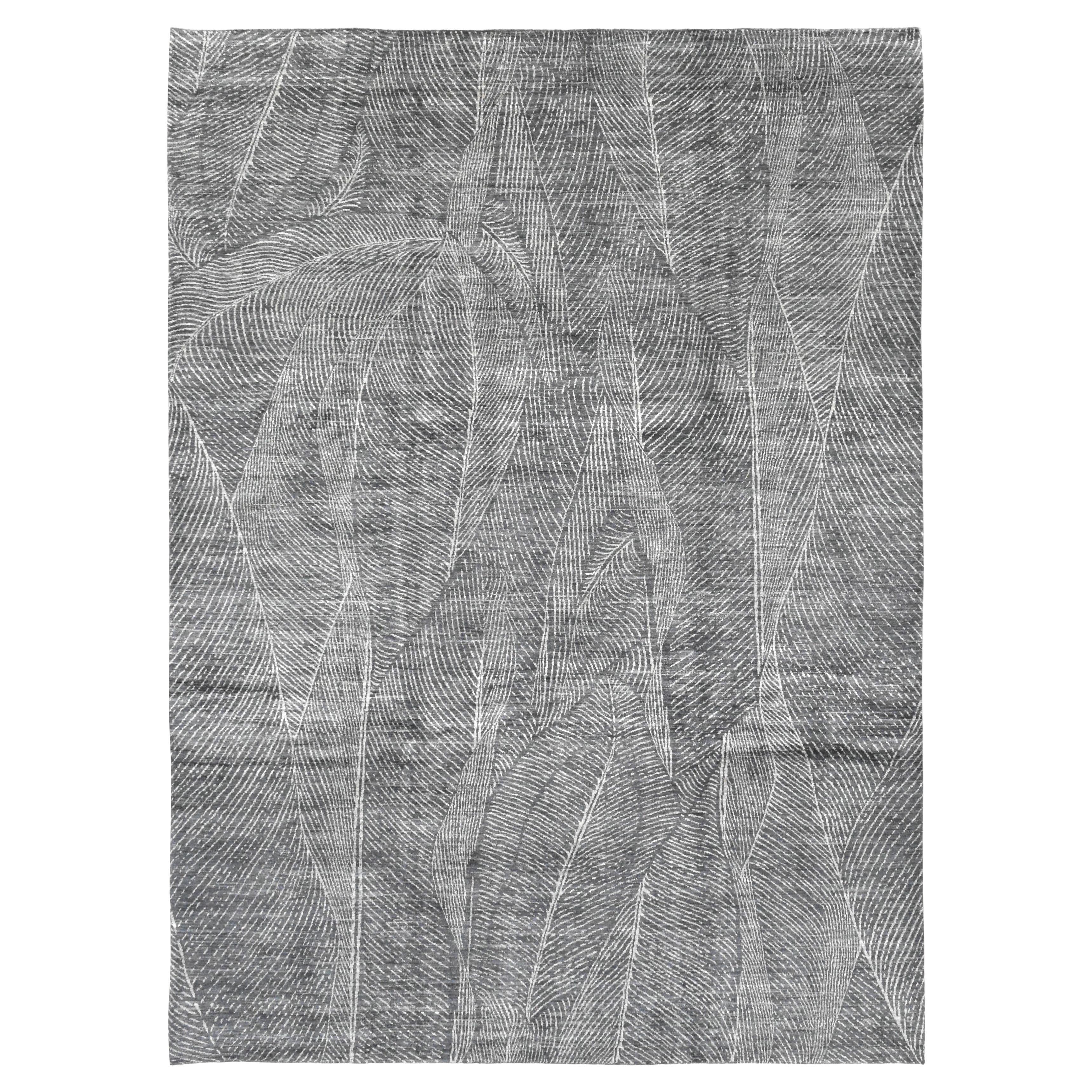 Modern Organic Patterned Wool Rug 9'x12'4''