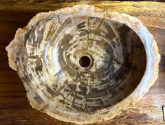 Modern Organic Petrified Wood Sink, Grey/ Brown/ Beige - polished, IDN 2025