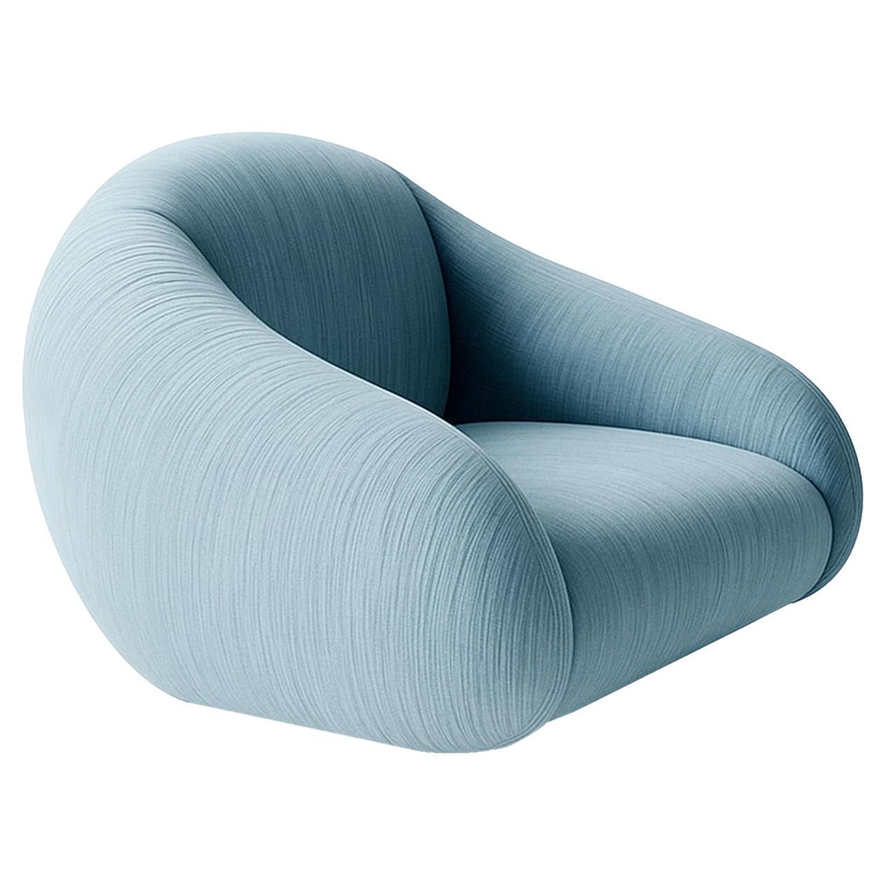 Moderner organischer Plüschsamt-Sessel mit zeitgenössischer geschwungener Form Hellblau im Angebot