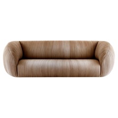 Modern Organic Plush Velvet Sofa with Contemporary Curved Shape Nude Color