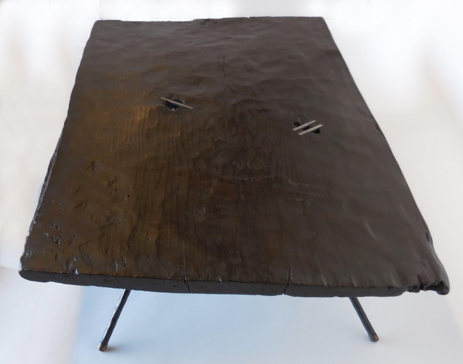 Modern Organic Rustic Coffee Table In Good Condition In Los Angeles, CA