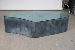 Modern Organic Shaped Steel Brutalist Cocktail Table with Incredible Patina