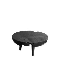 Modern Organic Side Table Crafted from Mango Wood Burnt Finish