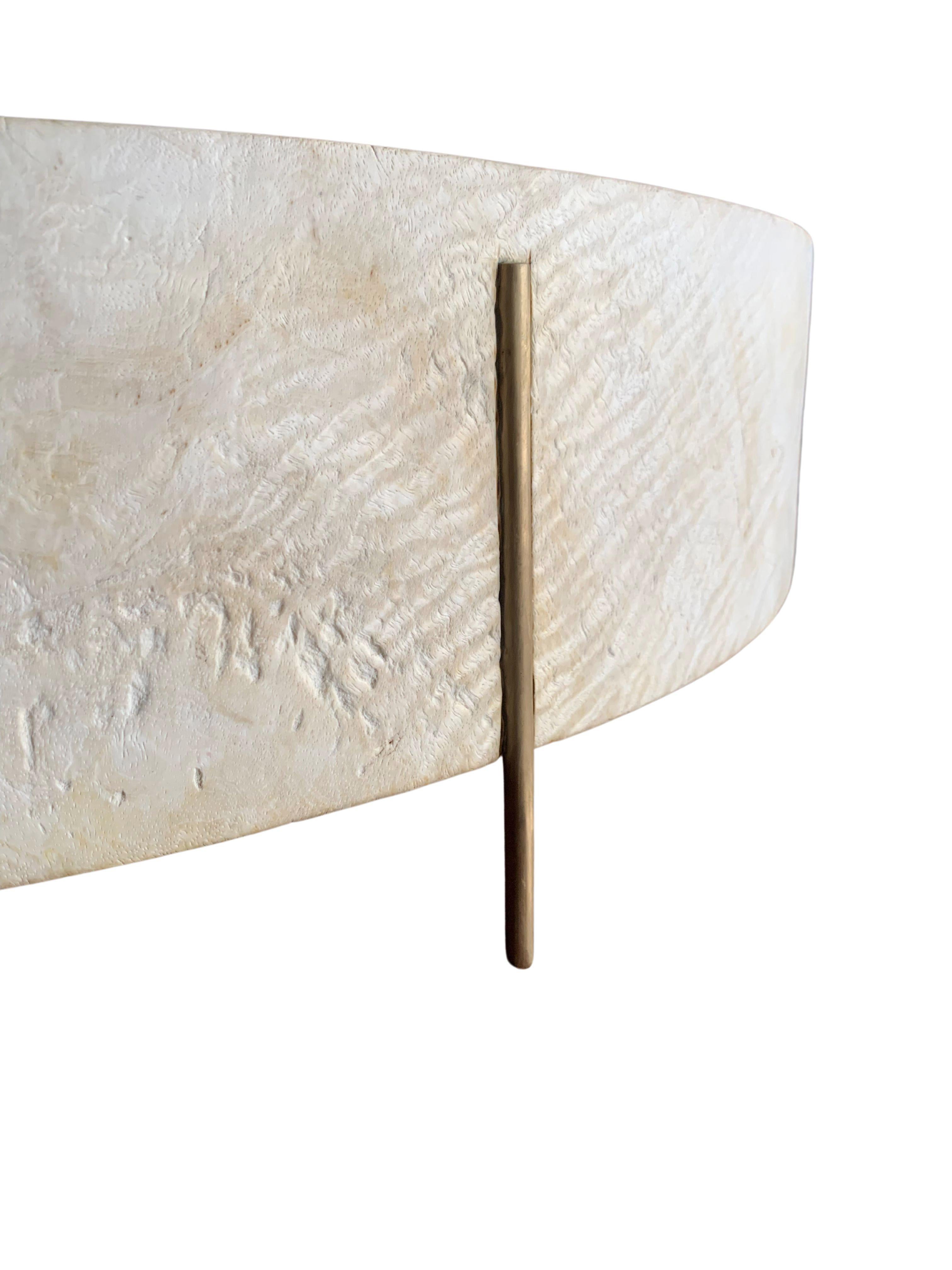 Indonesian Modern Organic Side Table Crafted from Mango Wood with Brass Legs For Sale