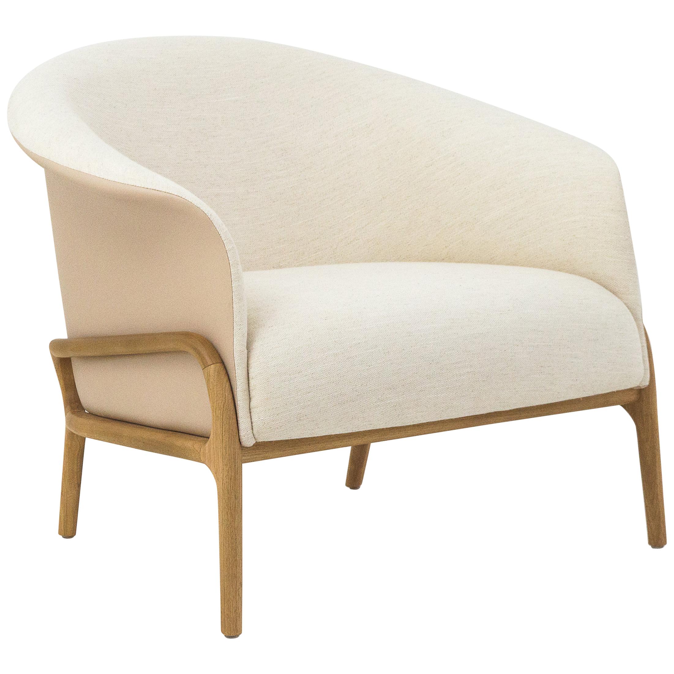 Modern Organic style armchair in Solid Wood, Upholstered Flexible Seating