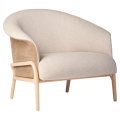 Modern Organic Style Collana Armchair in Solid Wood, Leather Flexible Seating