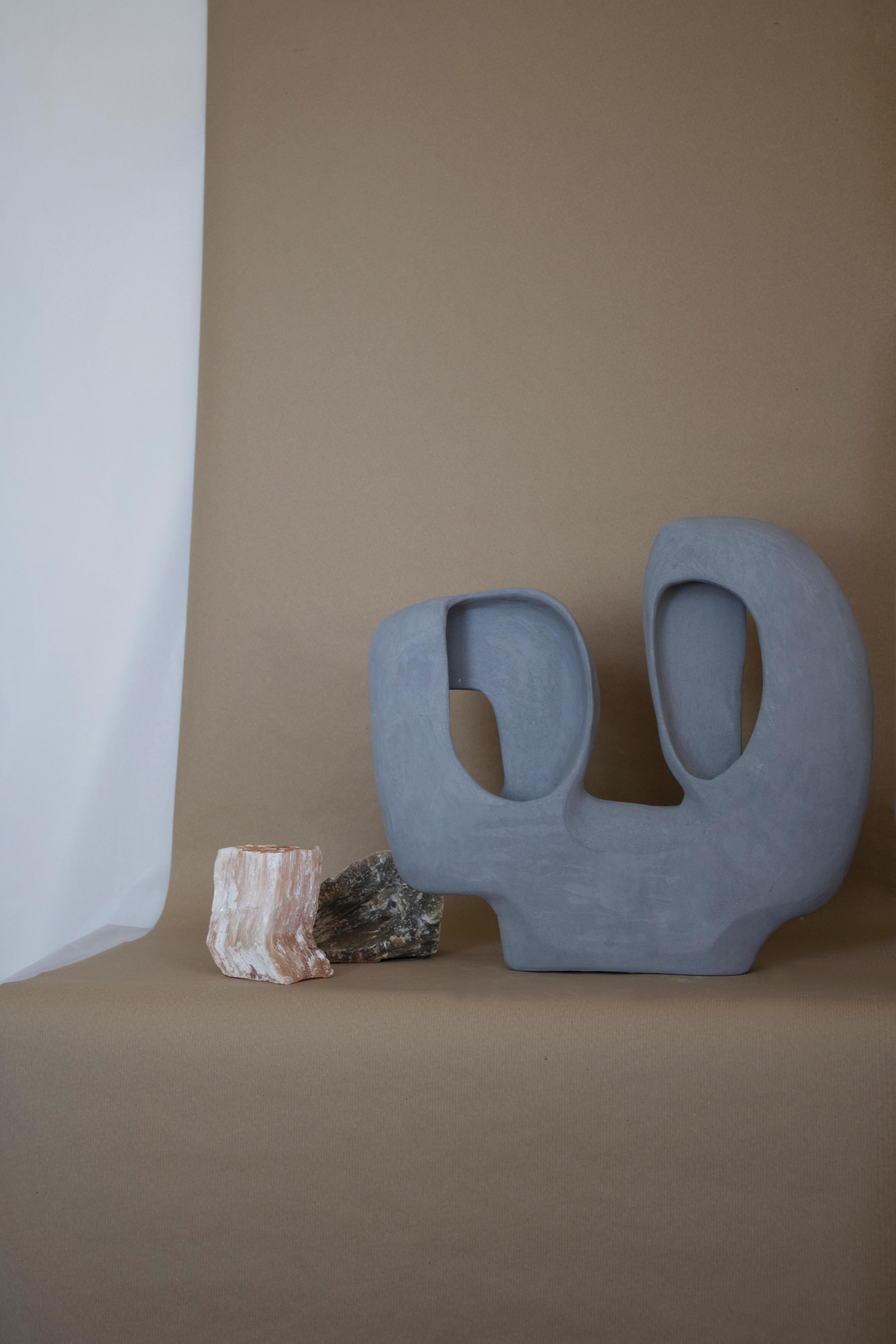 Unglazed Modern Organic Vase, Hand-built ceramic, sculptural 