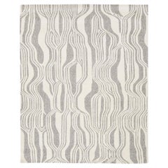 Modern Organic Wave Hand-Tufted Wool Rug – Neutral Ivory & Grey Abstract 8x10