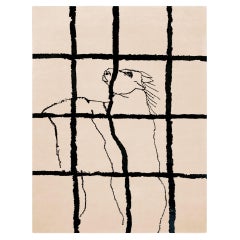 The Moderns Tapis rectangulaire en laine biologique Beige & Black Amorphous Horse Print