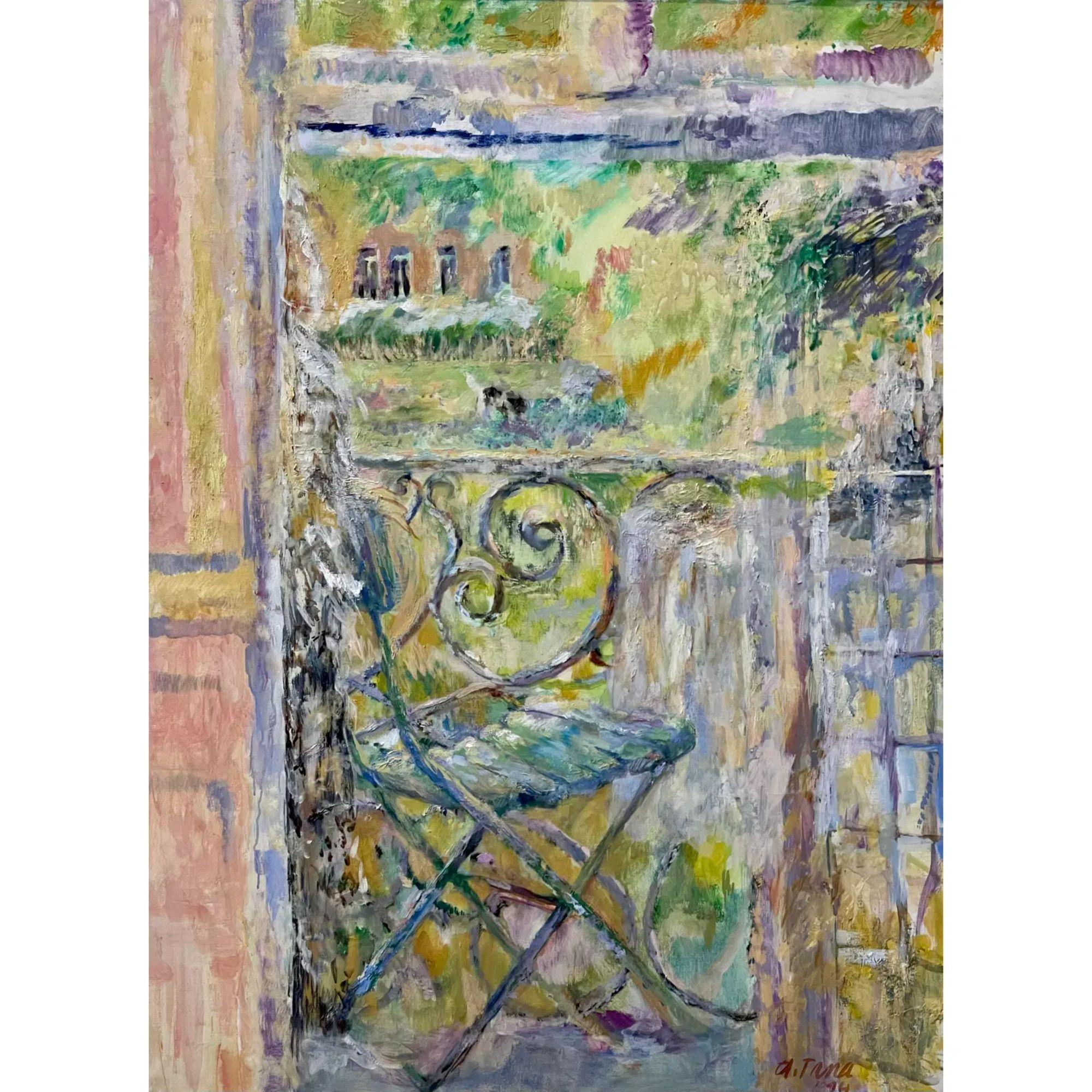 Moderne Peinture à l'huile expressionniste moderne originale d'Andrea Tana, années 1990