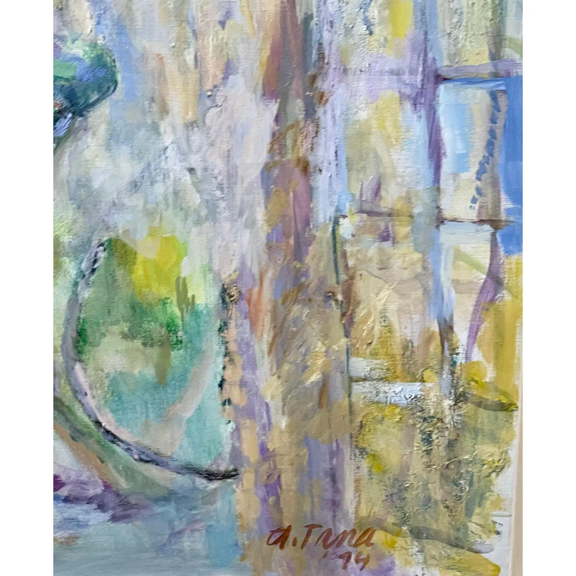 Peinture à l'huile expressionniste moderne originale d'Andrea Tana, années 1990 Bon état à LOS ANGELES, CA