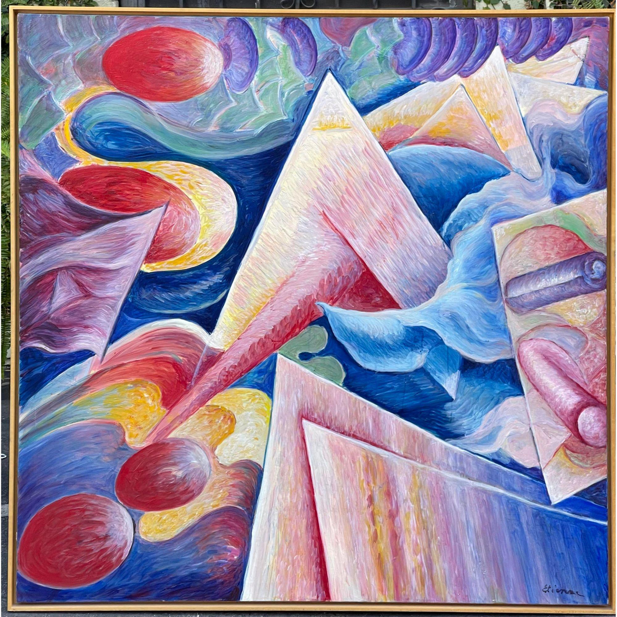 Moderne Peinture à l'huile abstraite moderne originale de Roger Etienne, années 1990