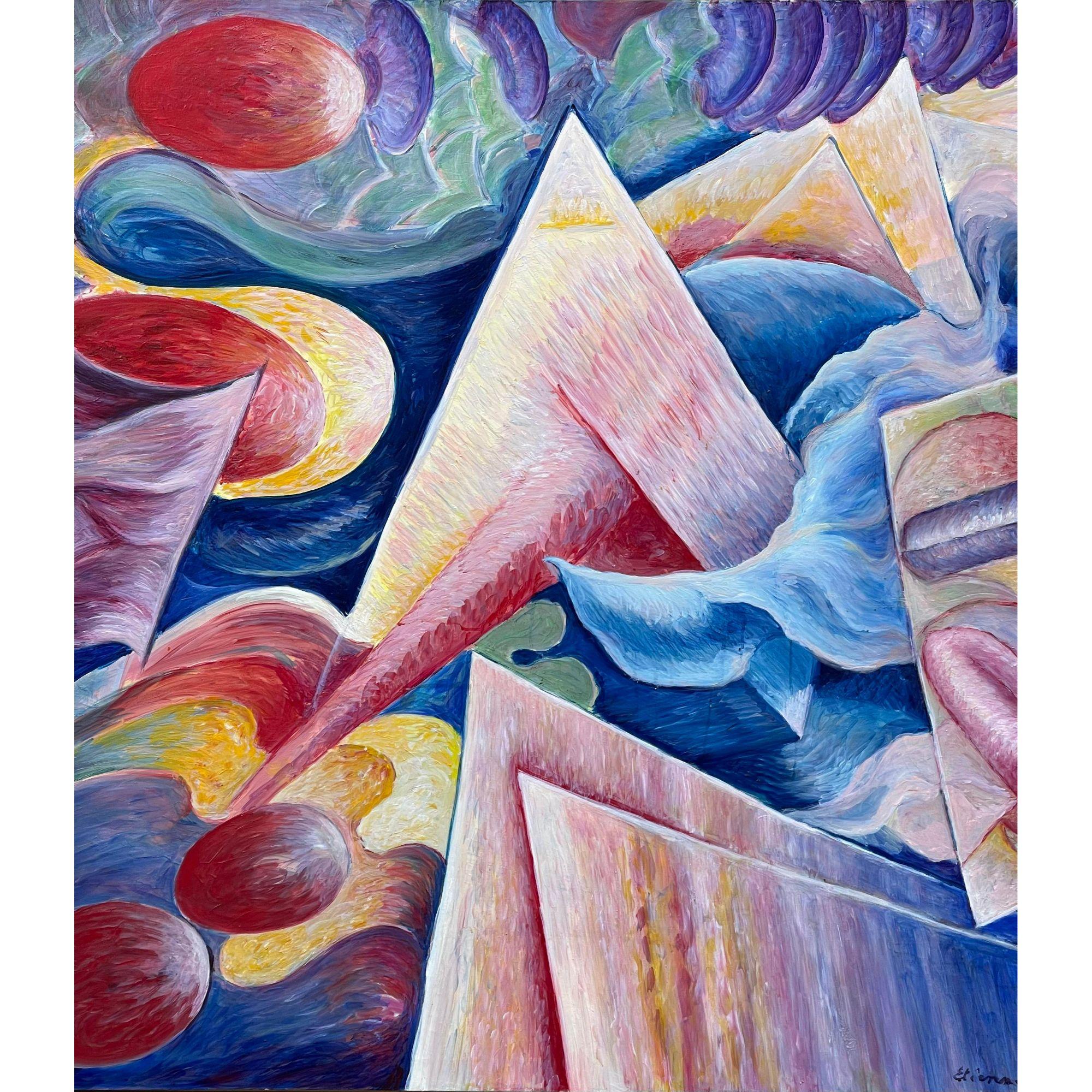 Peinture à l'huile abstraite moderne originale de Roger Etienne, années 1990 Bon état à LOS ANGELES, CA
