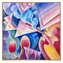 Modern Original Roger Etienne French Abstract Oil Painting, 1990s